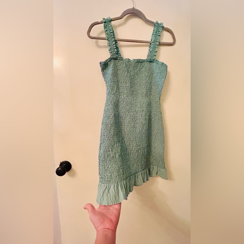 Zara Textured light Jade mini dress